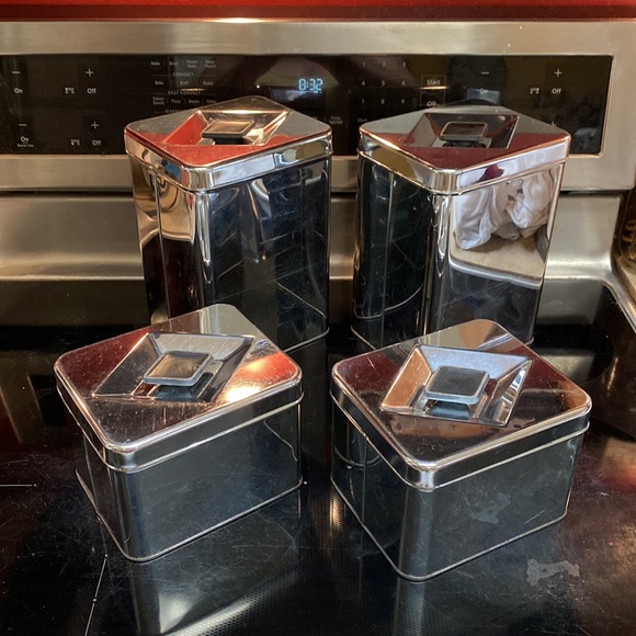 VINTAGE CHROME METAL CANISTER SET BY SIGNATURE - Picture 3 of 16